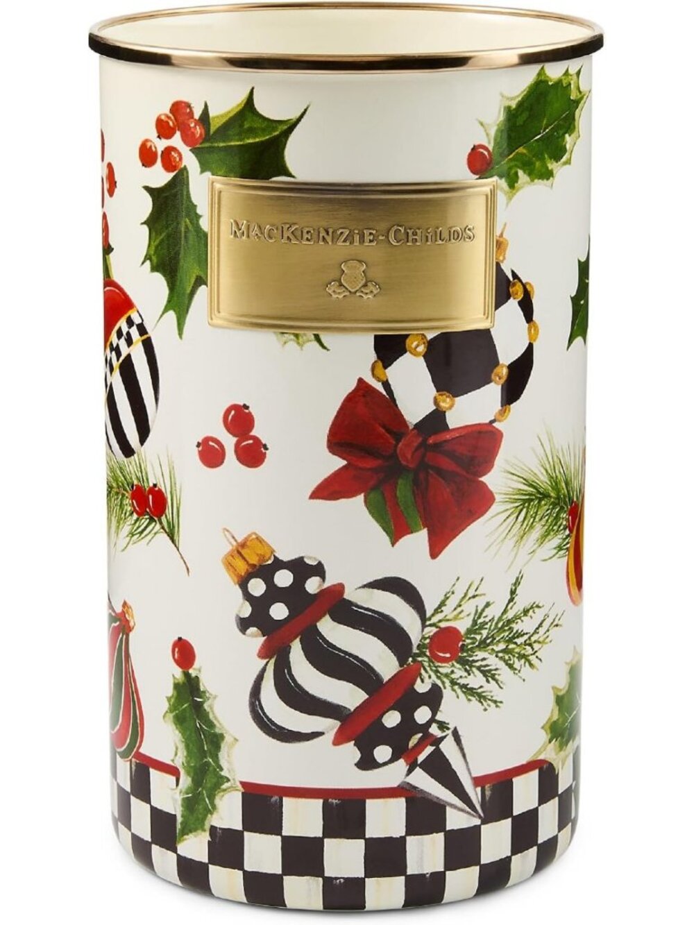 Festive Enamel Utensil Holder for Kitchen Decor, Holiday Cheer & Organization